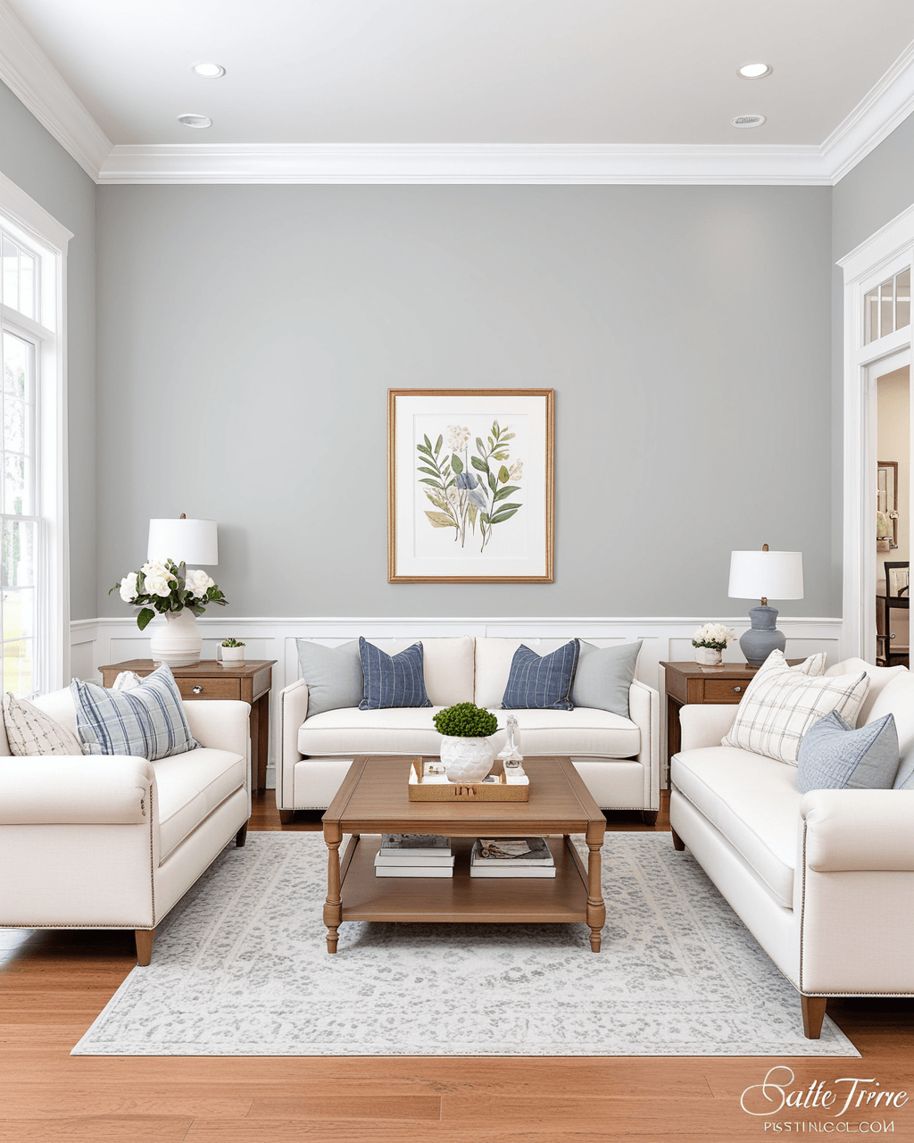 Neutral Living Room Interior paint color combination — Evening Shadow