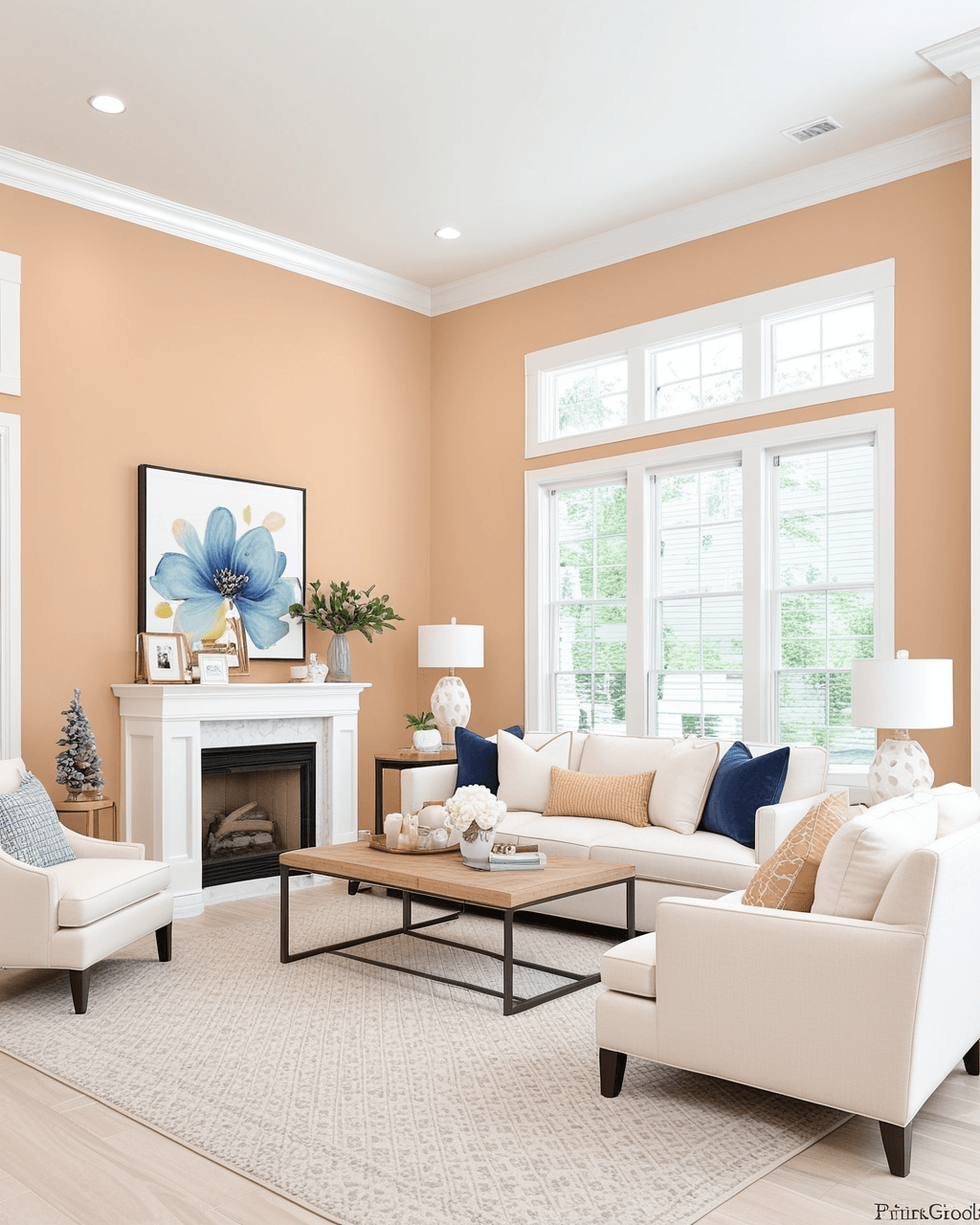 Pastel Living Room Interior paint color combination — Caen Stone