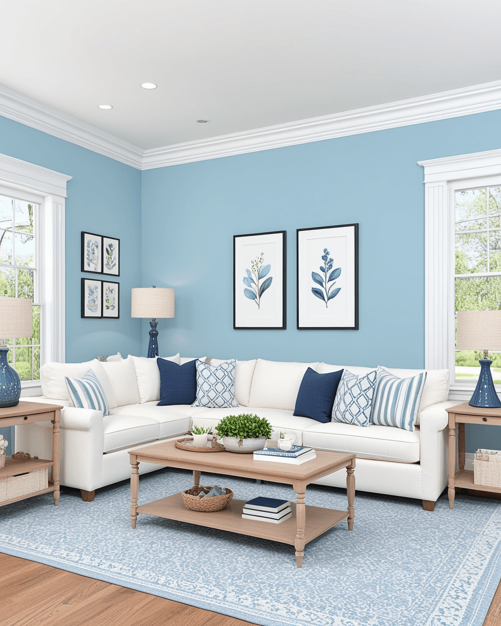 Pastel Living Room Interior paint color combination — Agua Fría