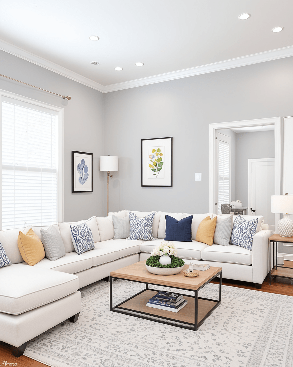 Minimal Living Room Interior paint color combination — Nebulous White