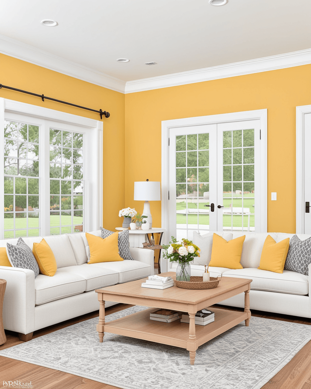 Bold Living Room Interior paint color combination — Sunrise