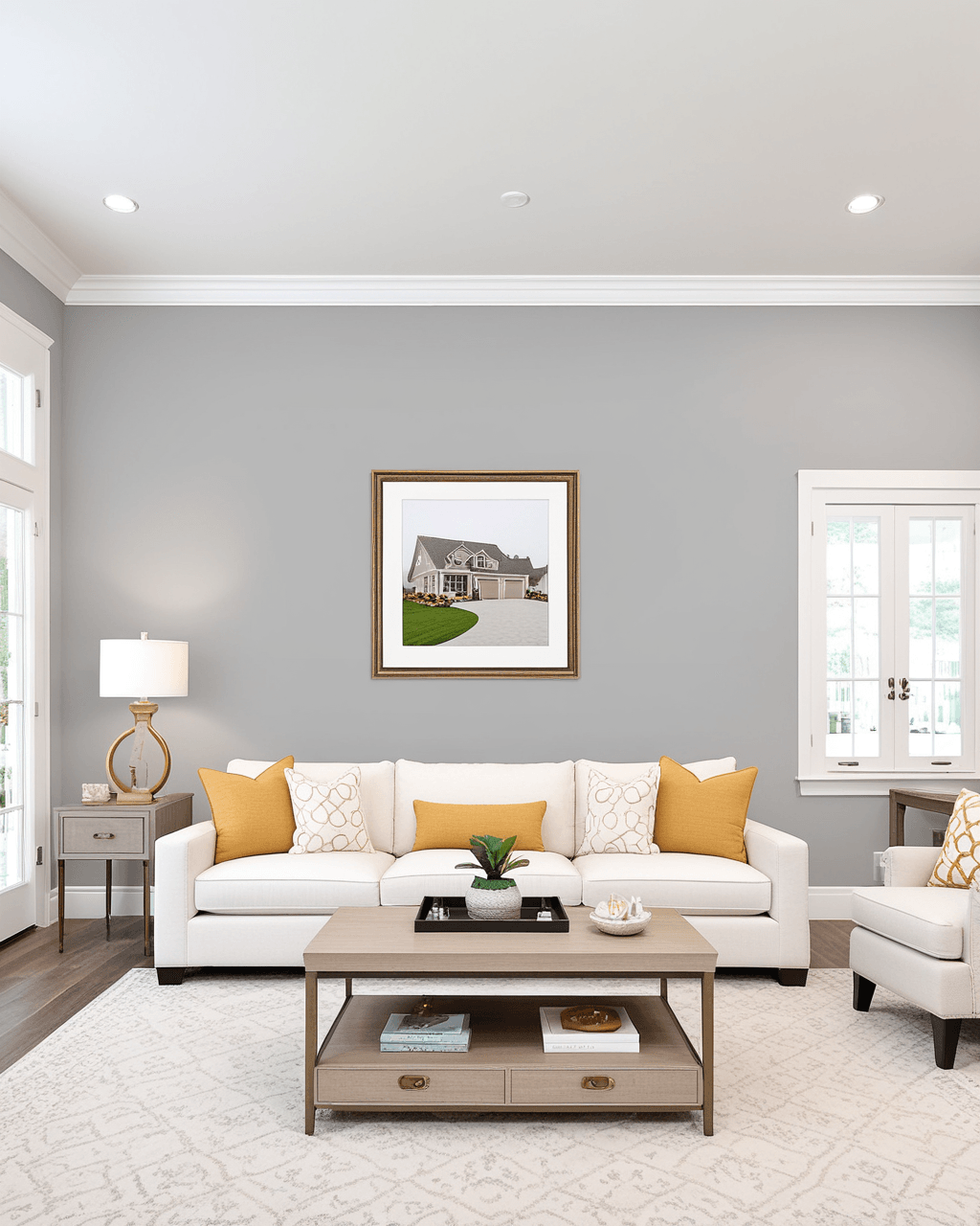 Minimal Living Room Interior paint color combination — March Wind