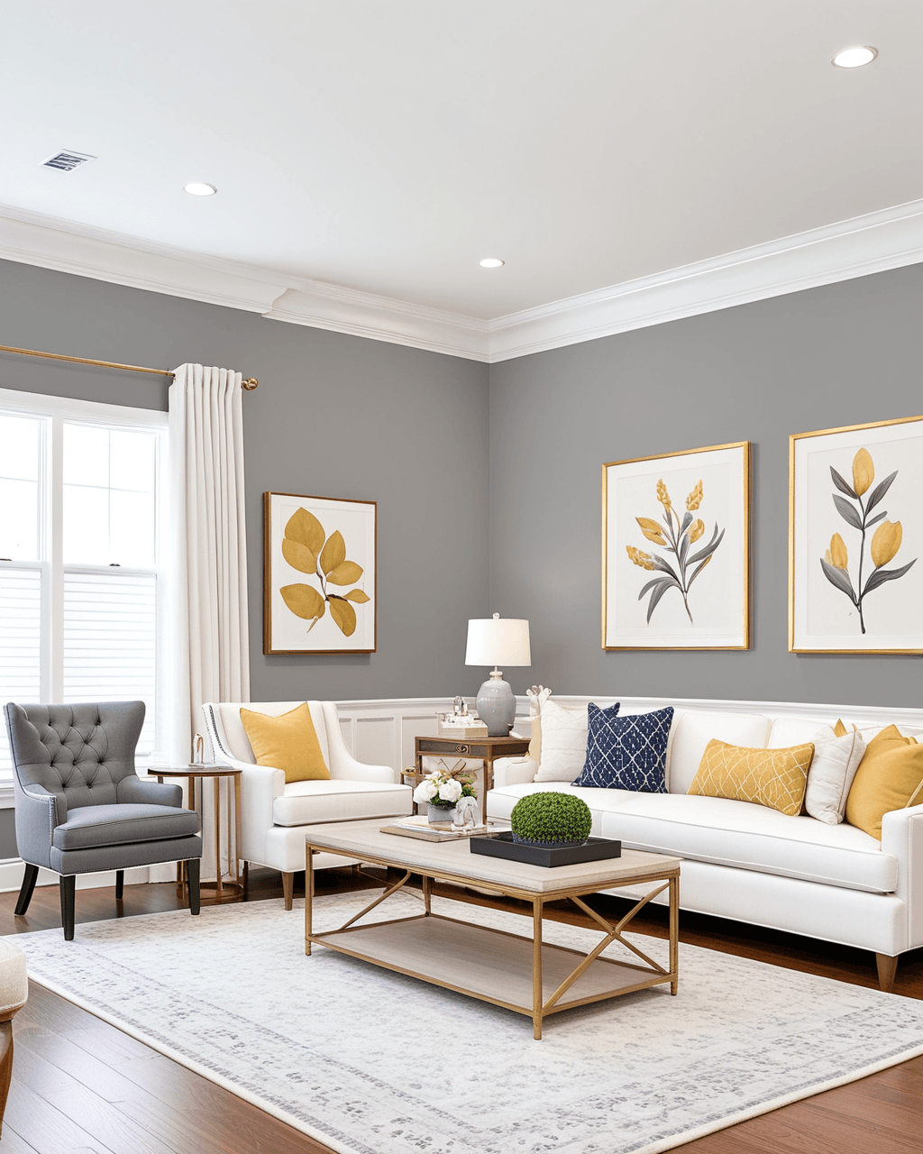 Neutral Living Room Interior paint color combination — Summit Gray