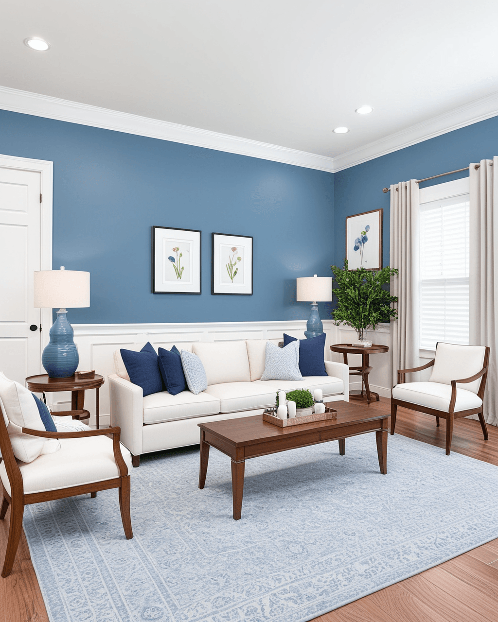 Cool Living Room Interior paint color combination — Dyer's Woad