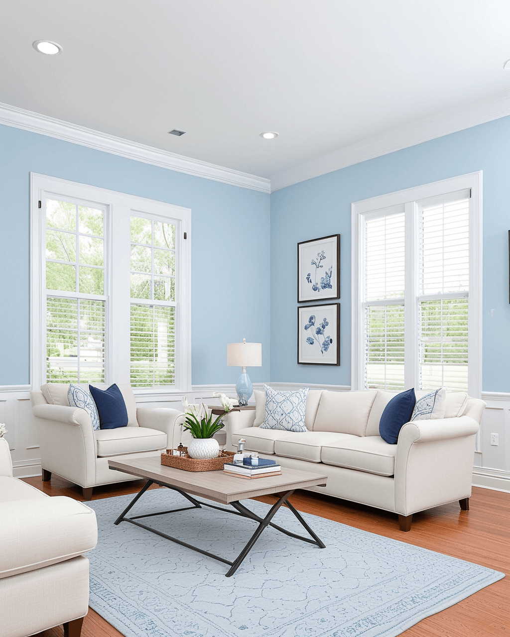 Cool Living Room Interior paint color combination — Honest Blue