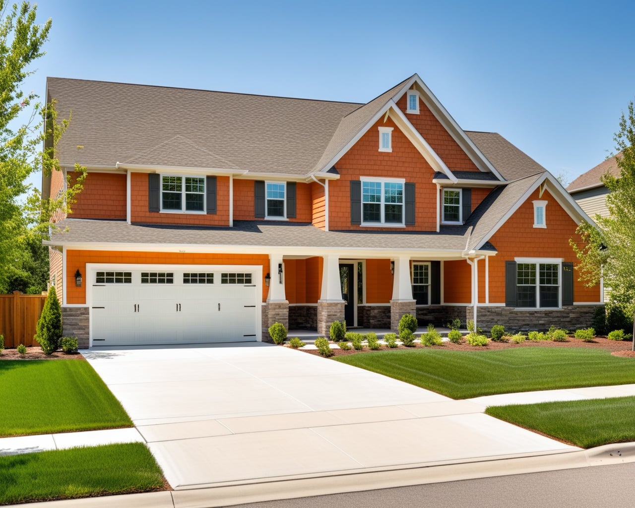 Warm American Cottage House Exterior paint color combination — Obstinate Orange