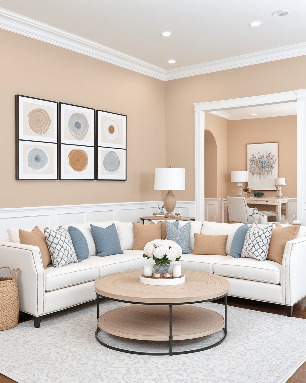Pastel Living Room Interior paint color combination — Beige
