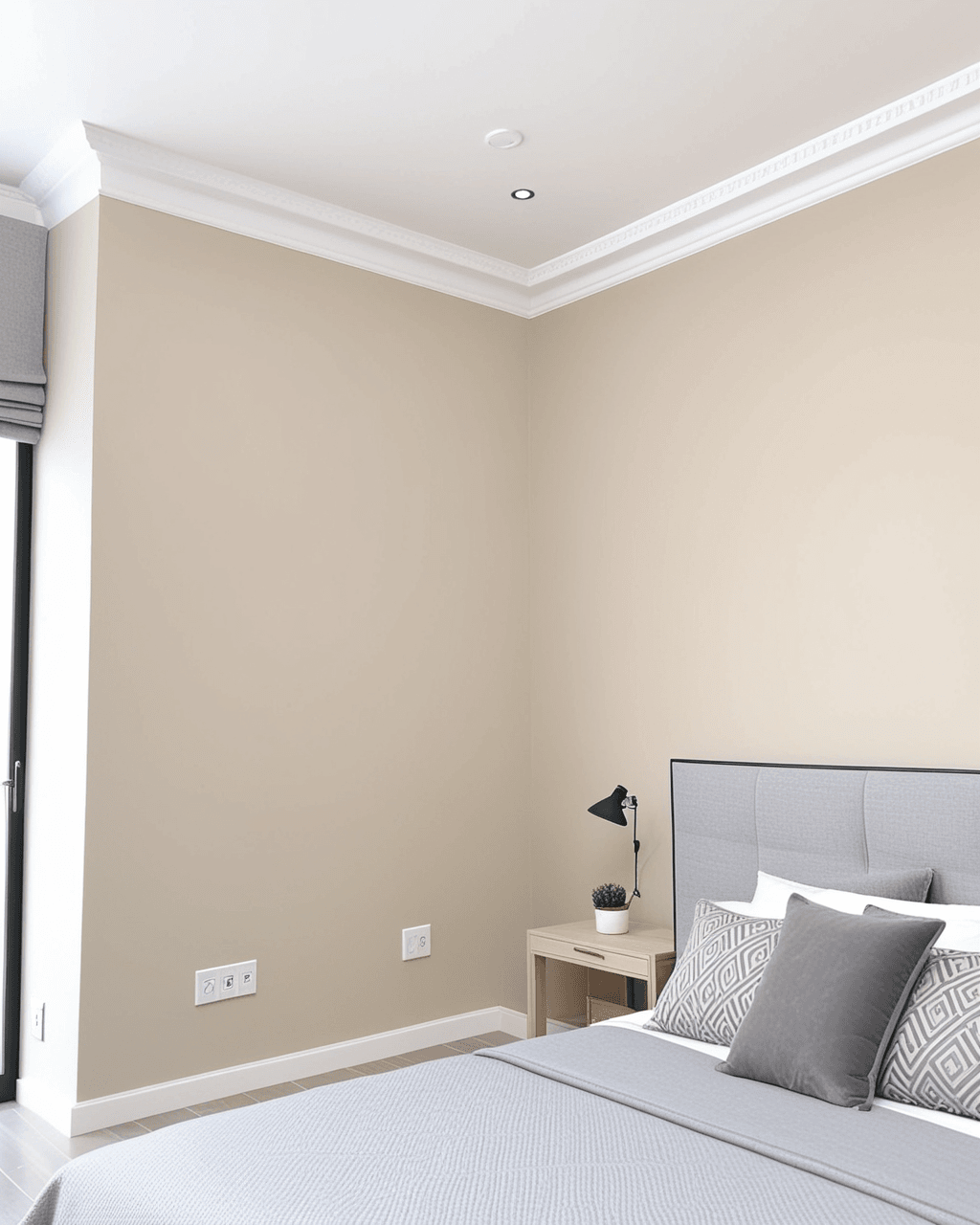 Earthy Bedroom Interior paint color combination — Reliable White