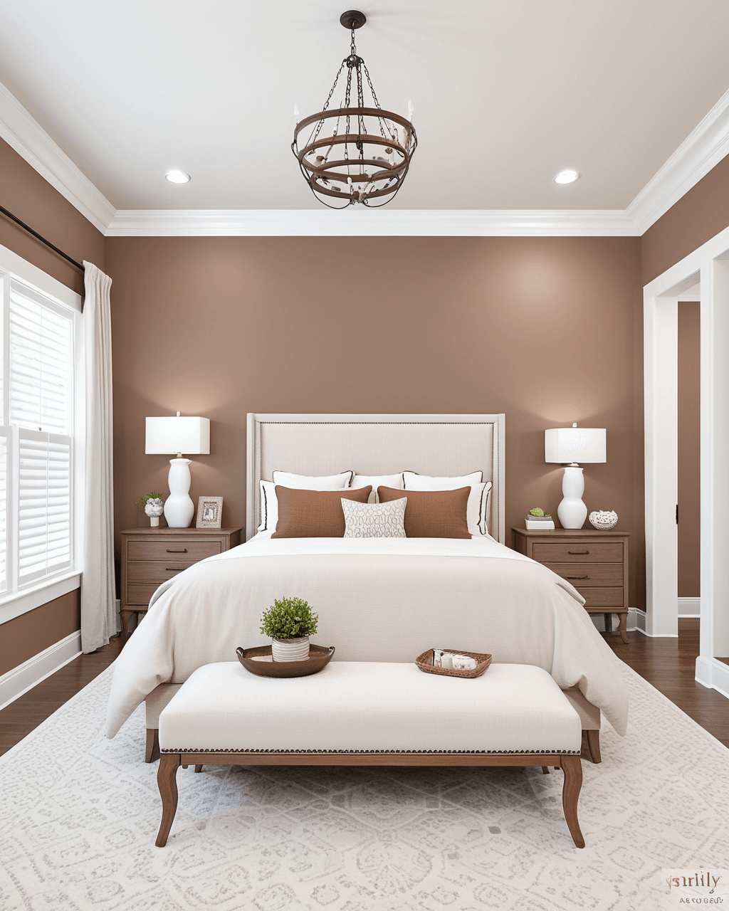 Earthy Bedroom Interior paint color combination — Dusted Truffle