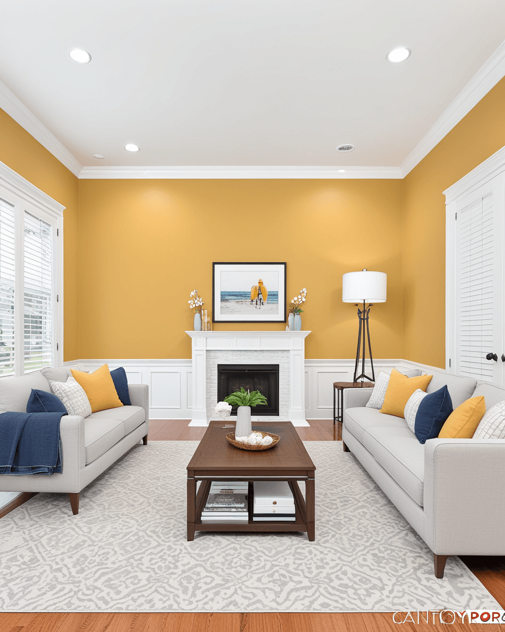 Bold Living Room Interior paint color combination — Torchlight