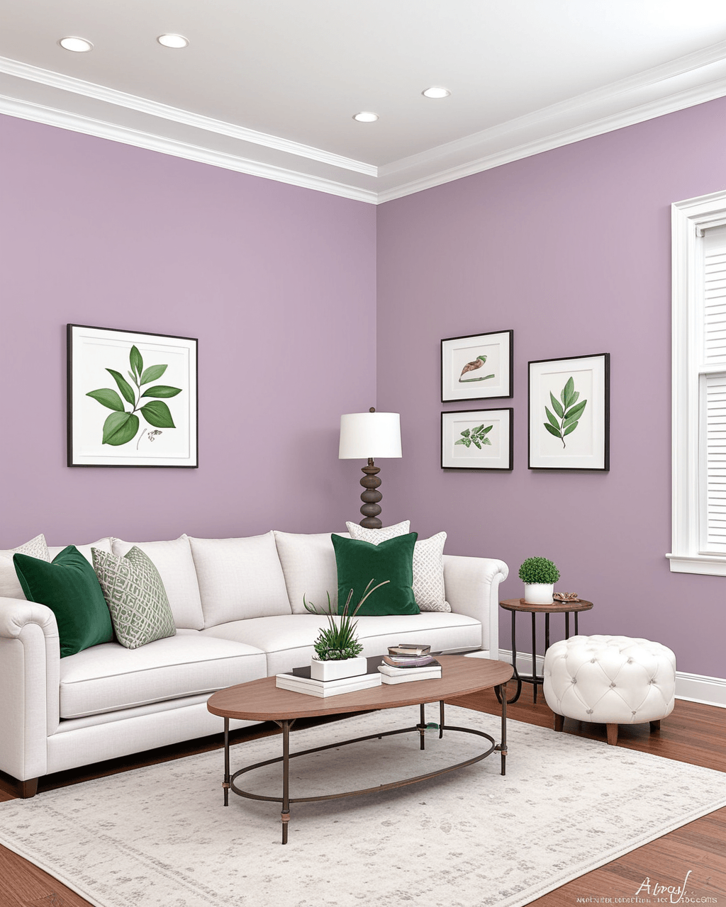 Pastel Living Room Interior paint color combination — Mauve Finery
