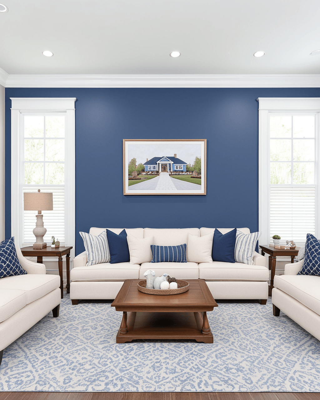 Cool Living Room Interior paint color combination — Luxe Blue