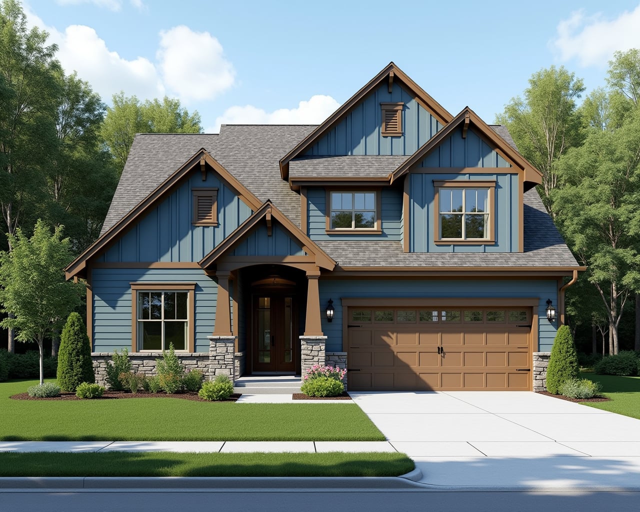 Warm American Cottage House Exterior paint color combination — Daphne