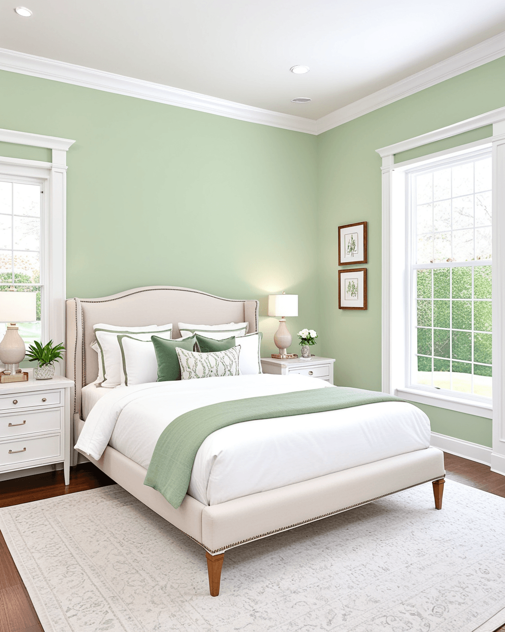Pastel Bedroom Interior paint color combination — Topiary Tint