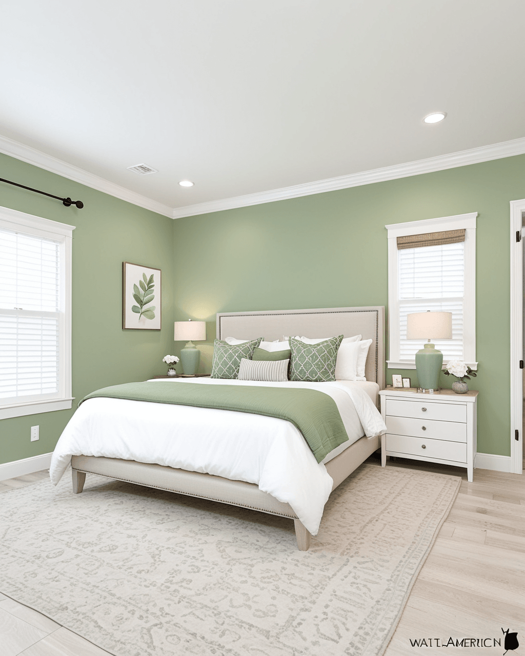 Pastel Bedroom Interior paint color combination — Cascade Green