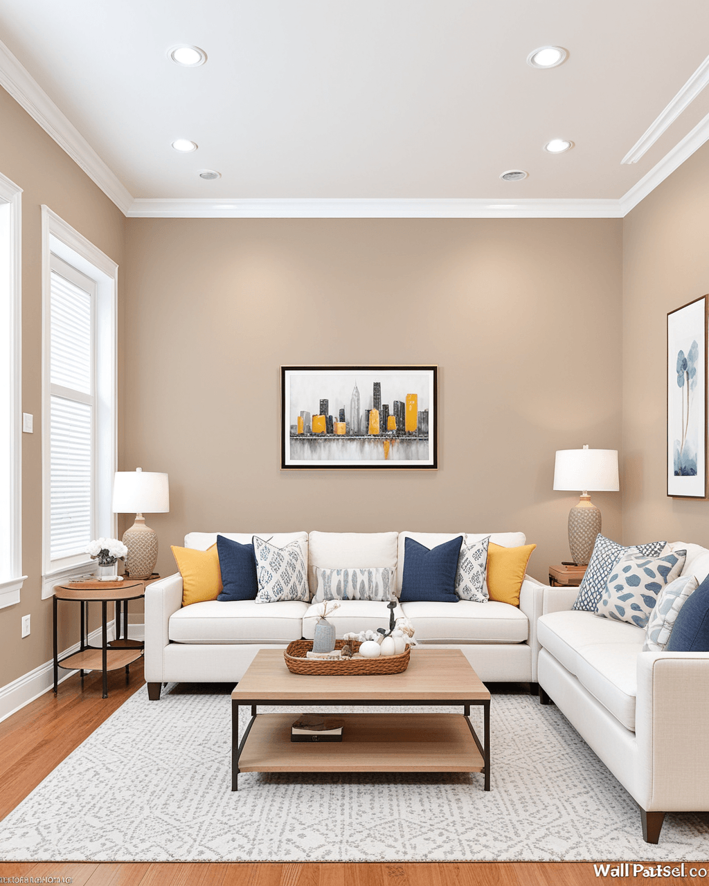 Earthy Living Room Interior paint color combination — Bungalow Beige