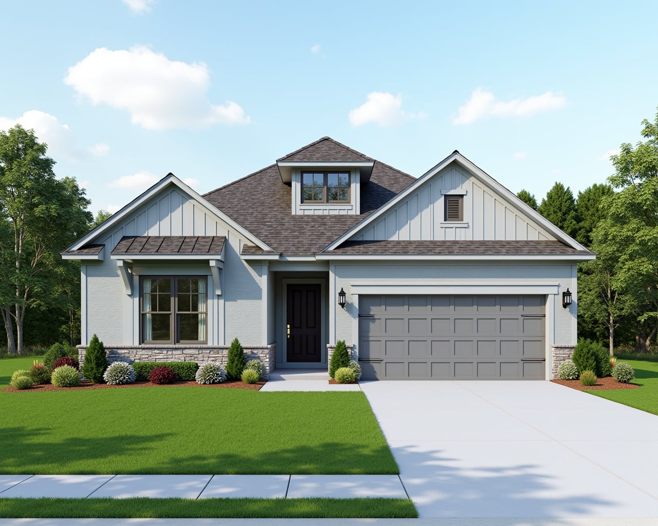 Classic American Cottage House Exterior paint color combination — Misty