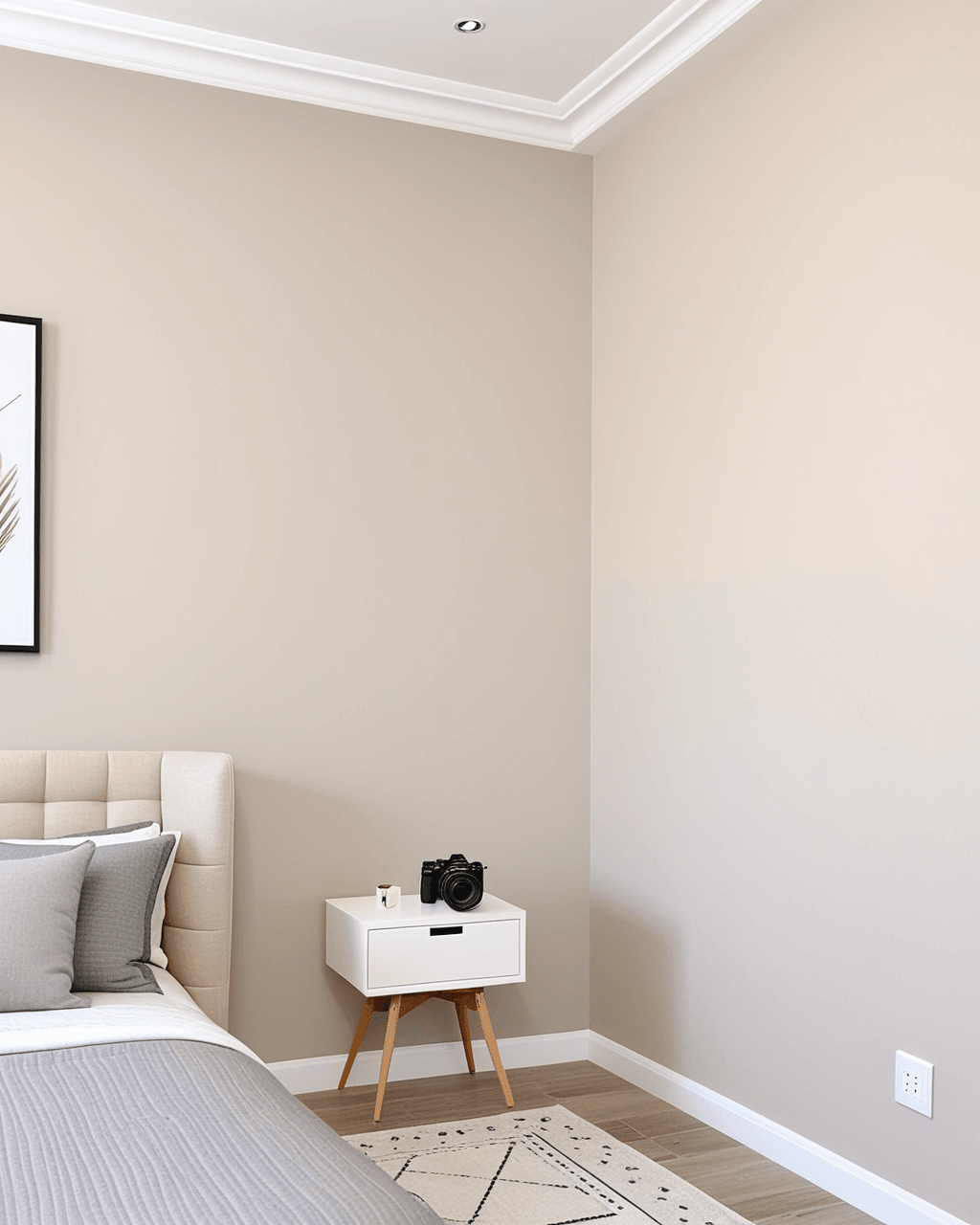 Neutral Bedroom Interior paint color combination — Reliable White