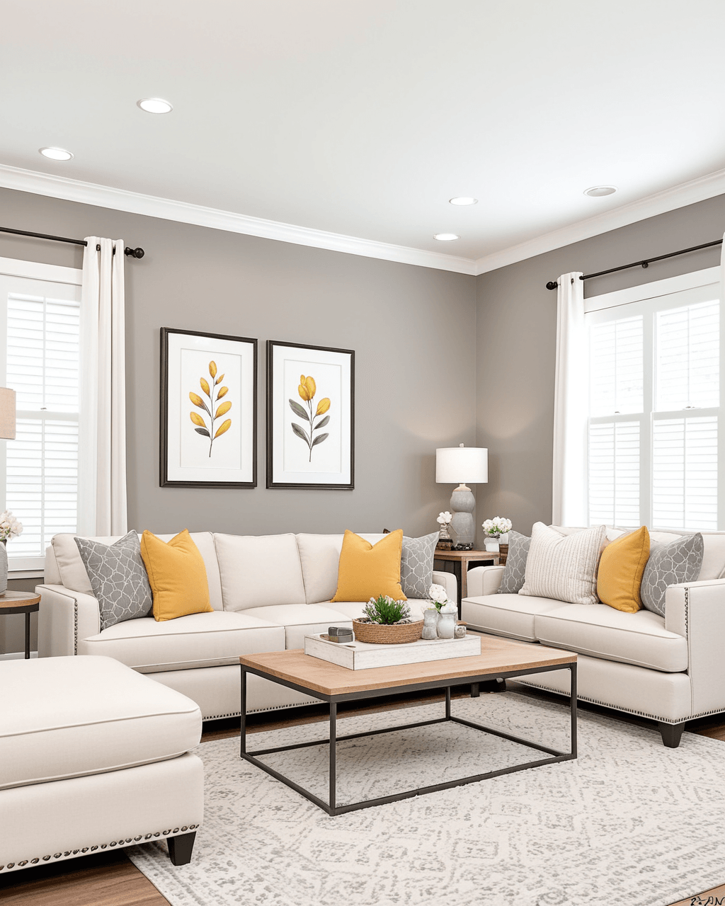 Earthy Living Room Interior paint color combination — Queen Anne Lilac