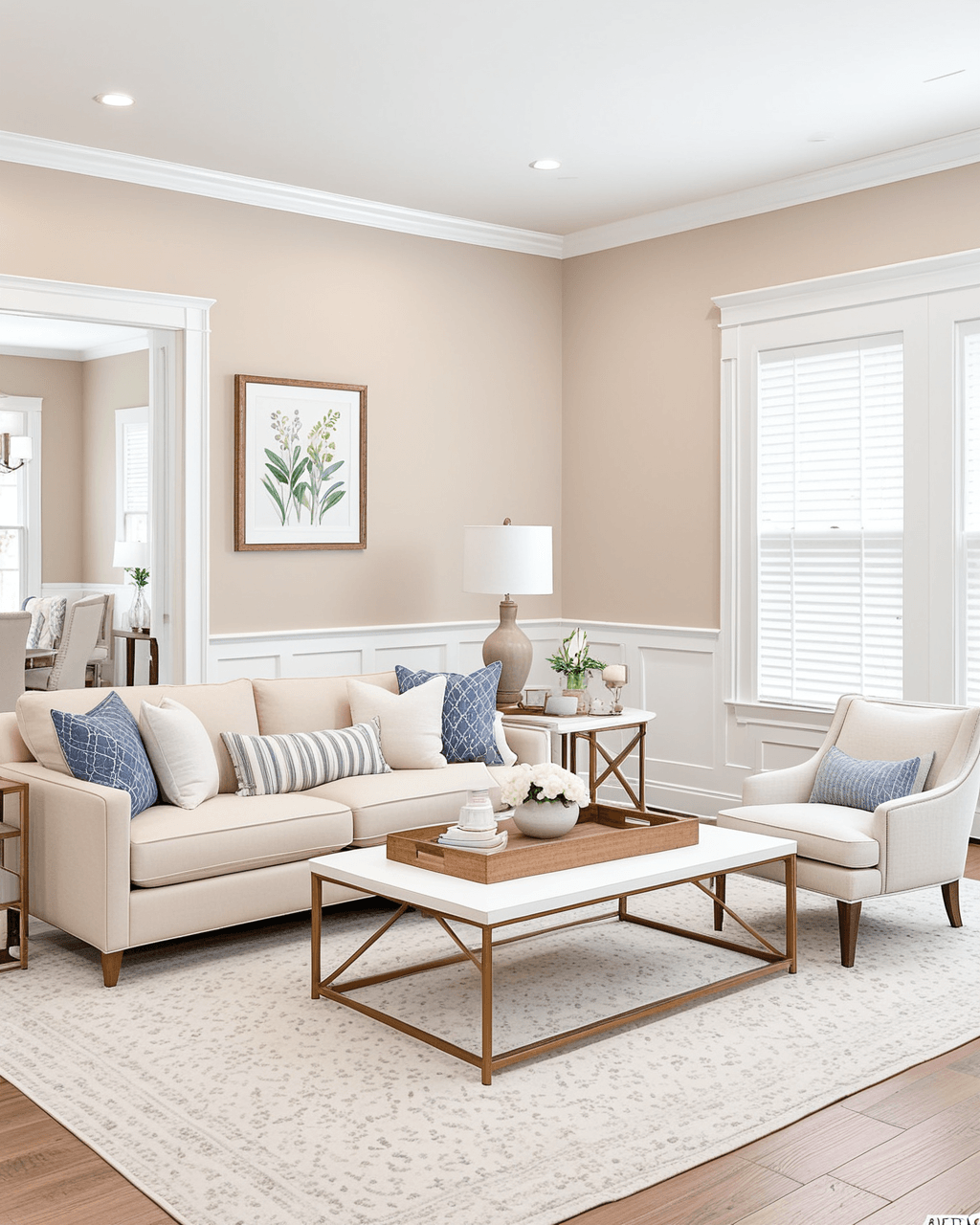 Classic Living Room Interior paint color combination — Moderate White