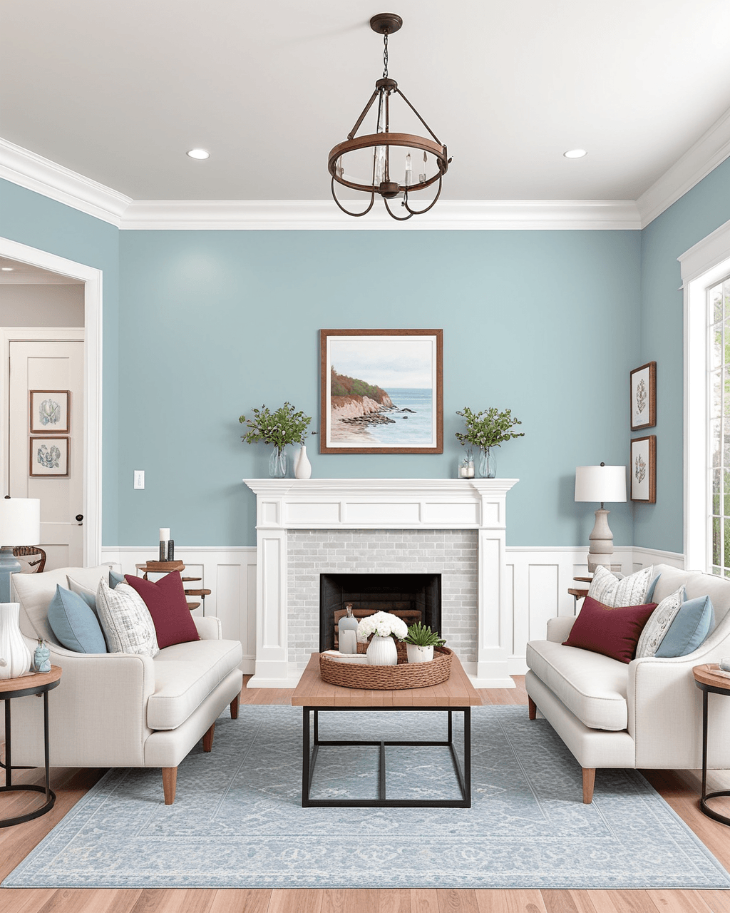 Cool Living Room Interior paint color combination — Billowy Breeze
