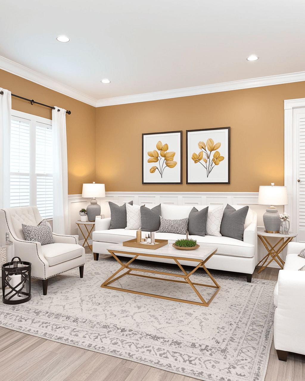 Bold Living Room Interior paint color combination — Snowfall