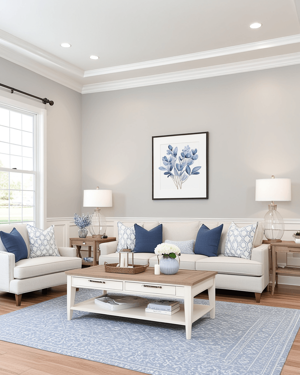 Neutral Living Room Interior paint color combination — Crushed Ice *