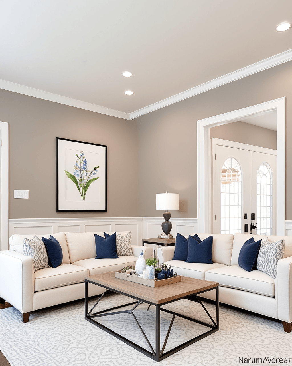 Earthy Living Room Interior paint color combination — Renwick Beige