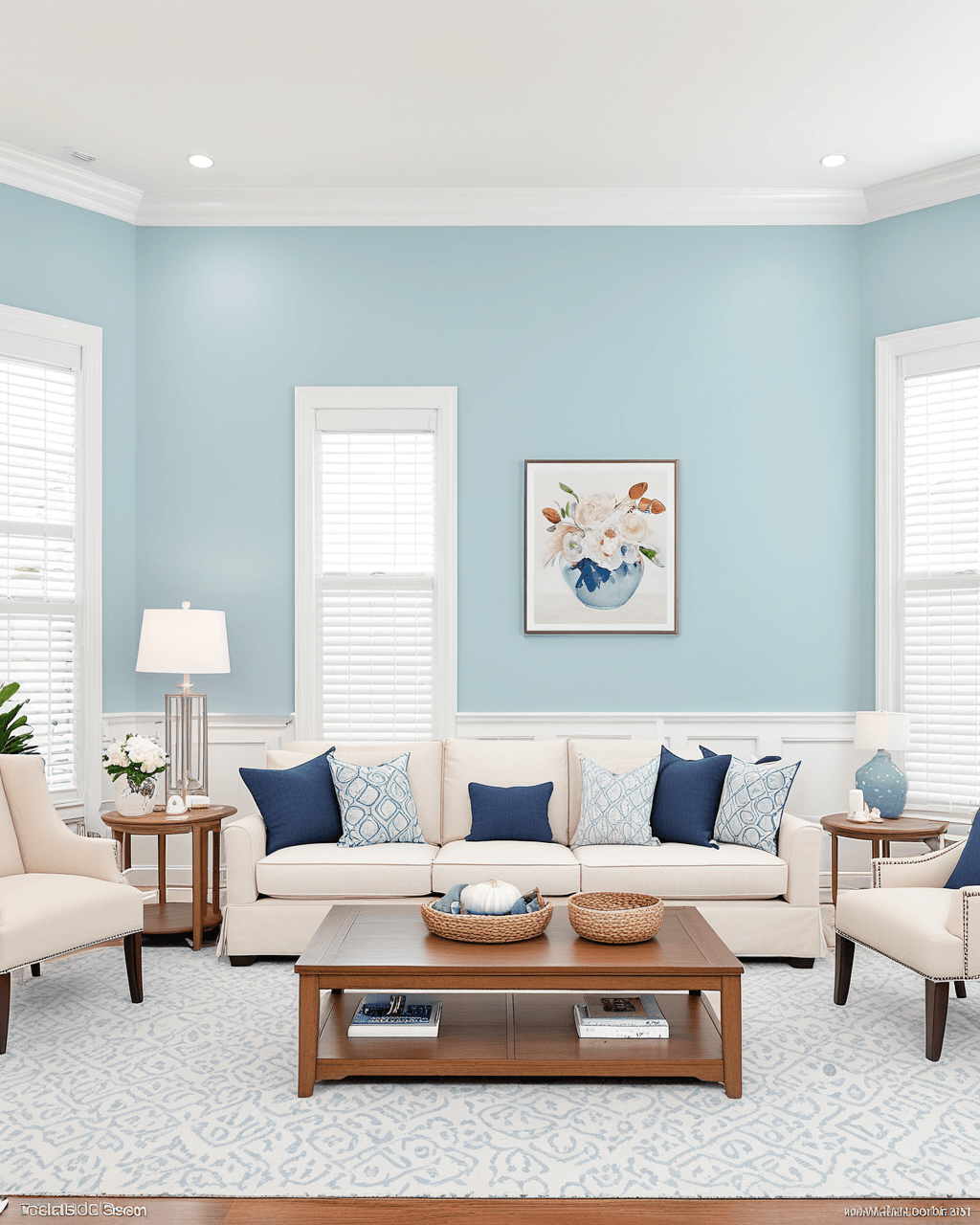 Pastel Living Room Interior paint color combination — Sleepy Blue