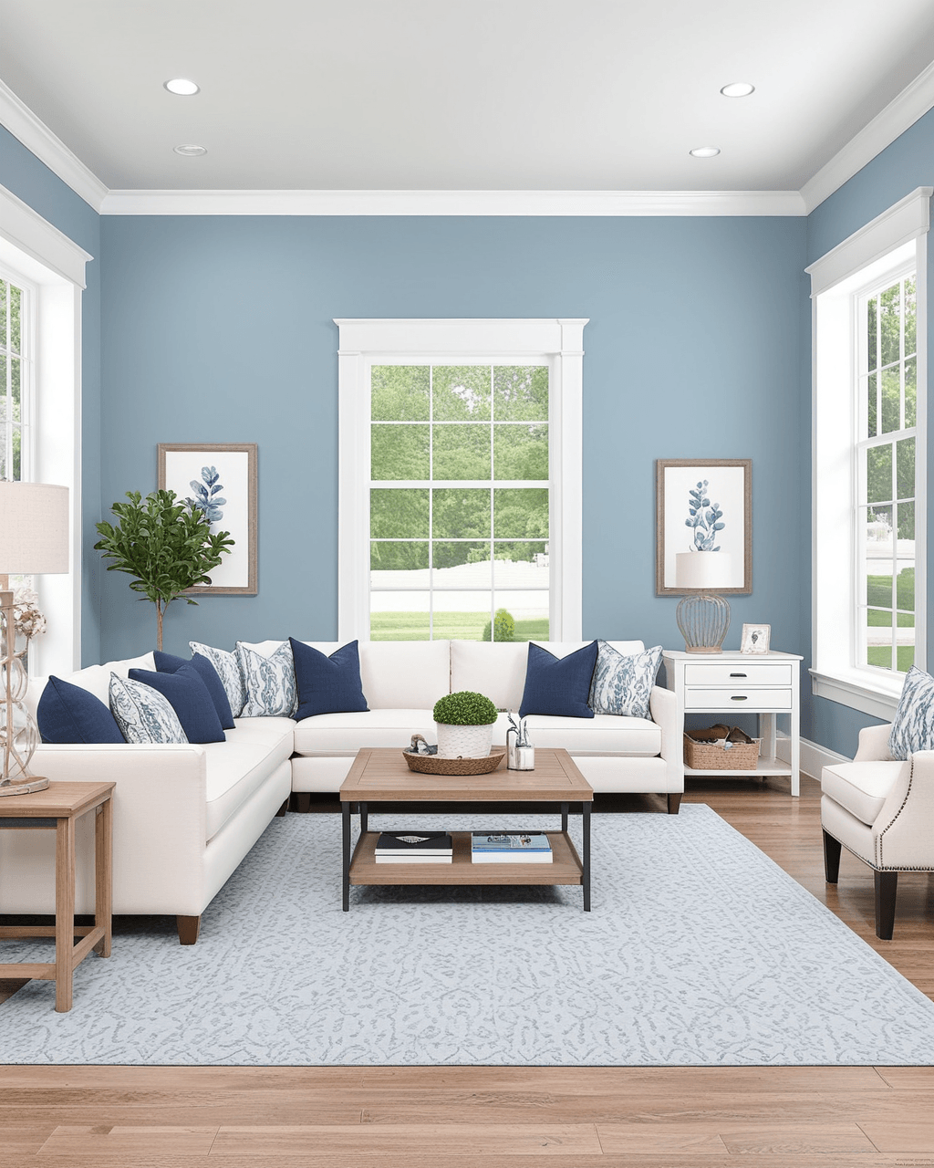 Cool Living Room Interior paint color combination — Faded Flaxflower
