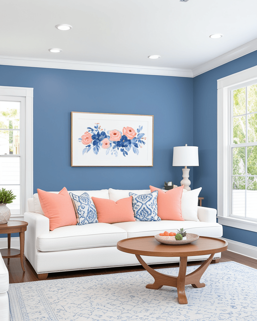 Cool Living Room Interior paint color combination — Perfect Periwinkle