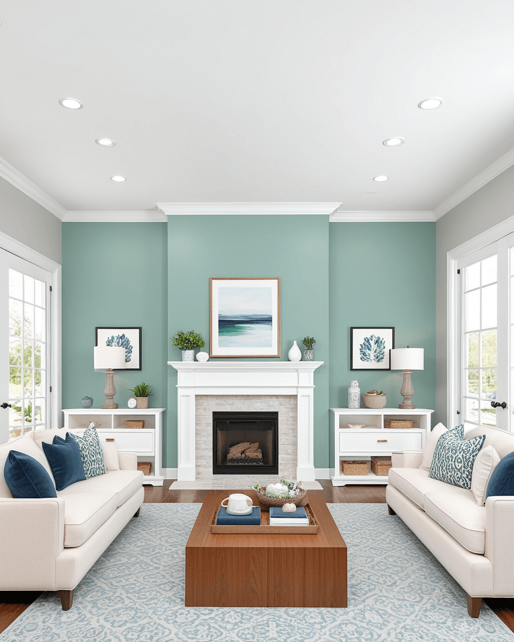 Pastel Living Room Interior paint color combination — Festoon Aqua