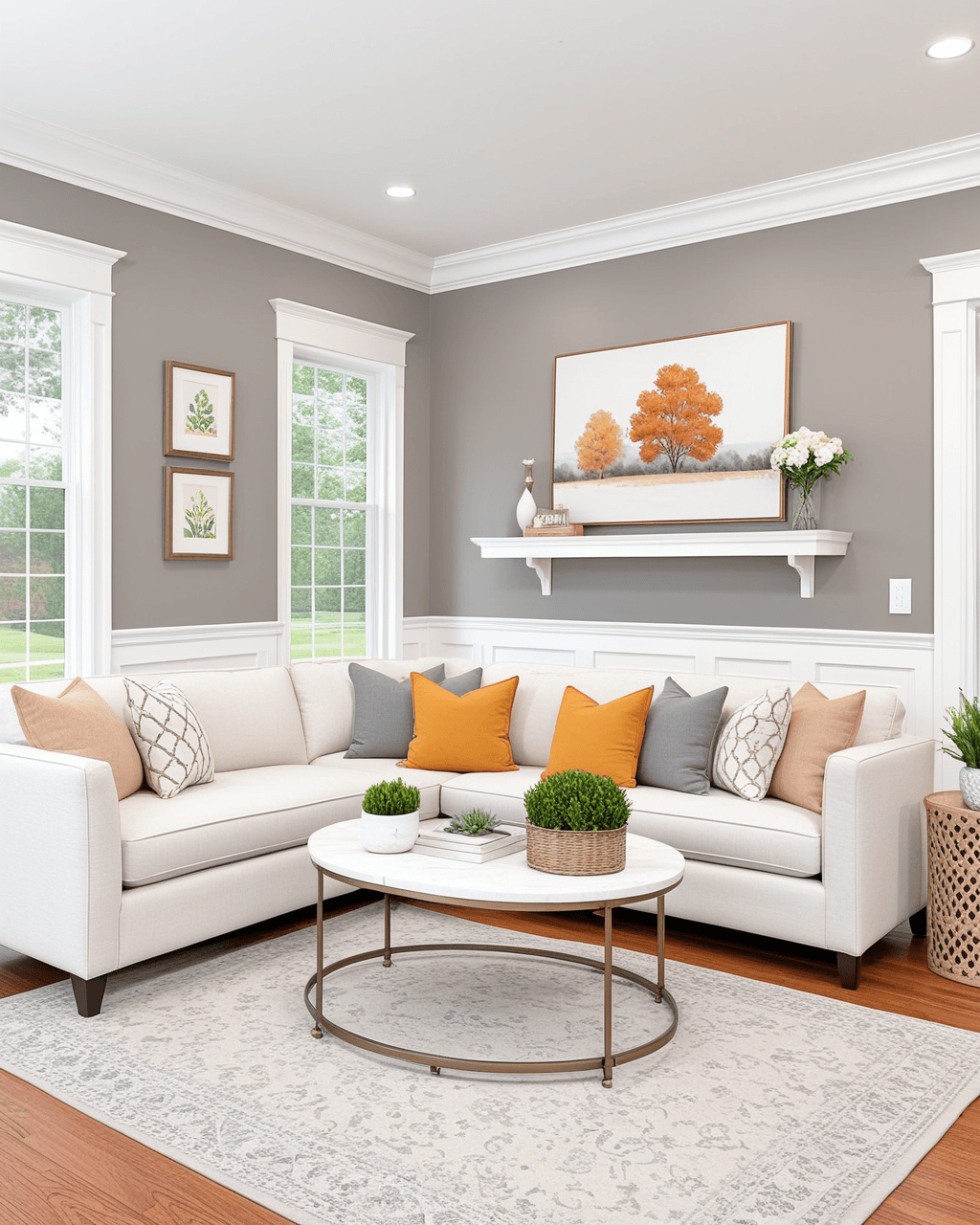 Neutral Living Room Interior paint color combination — Pewter Tankard