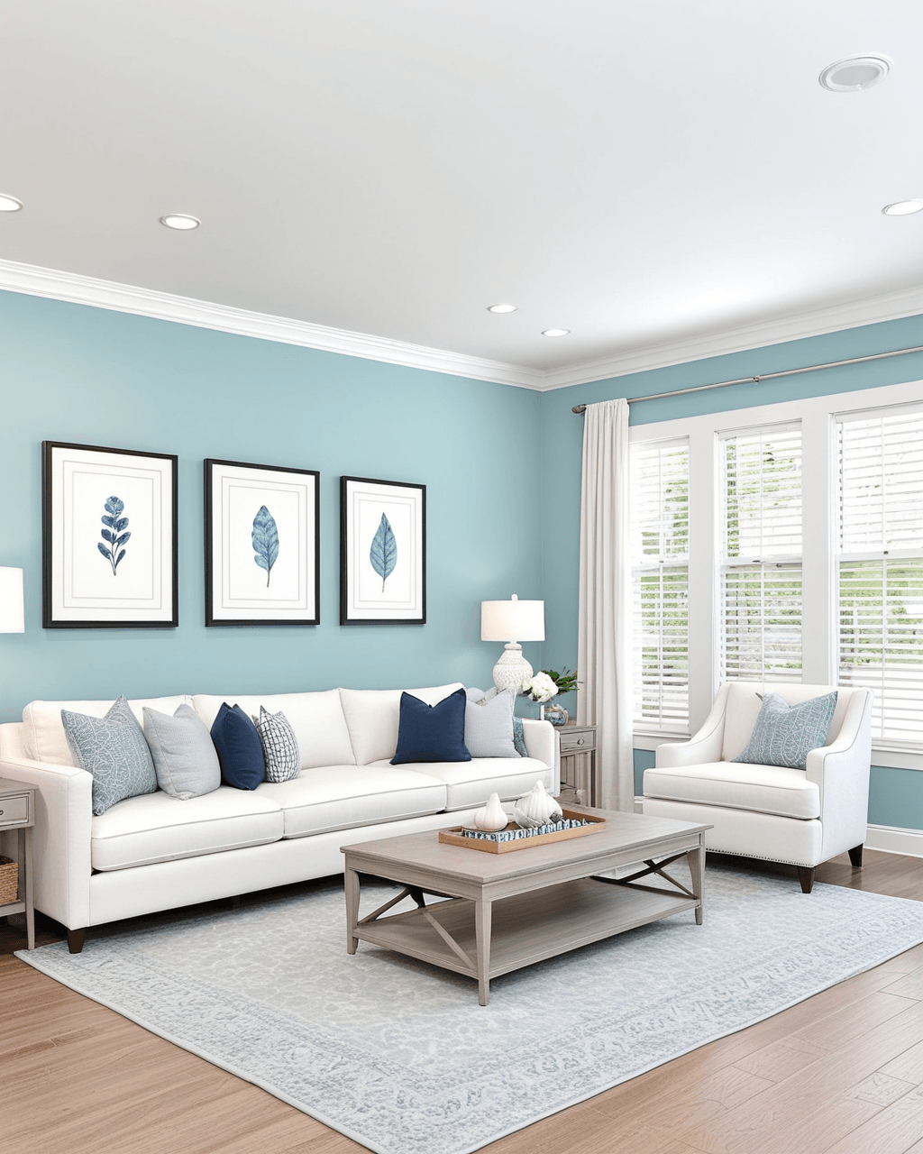 Pastel Living Room Interior paint color combination — Meander Blue
