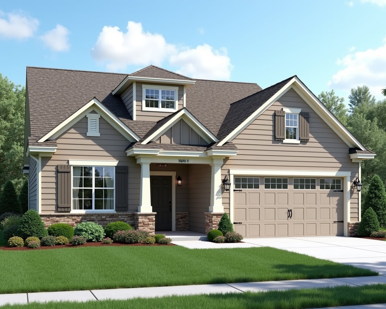 Warm American Cottage House Exterior paint color combination — High Reflective White