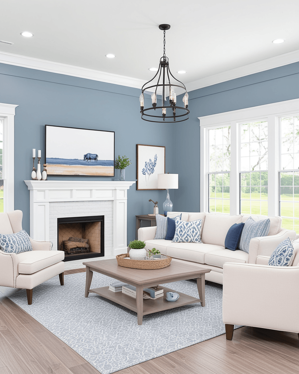 Modern Living Room Interior paint color combination — Aleutian