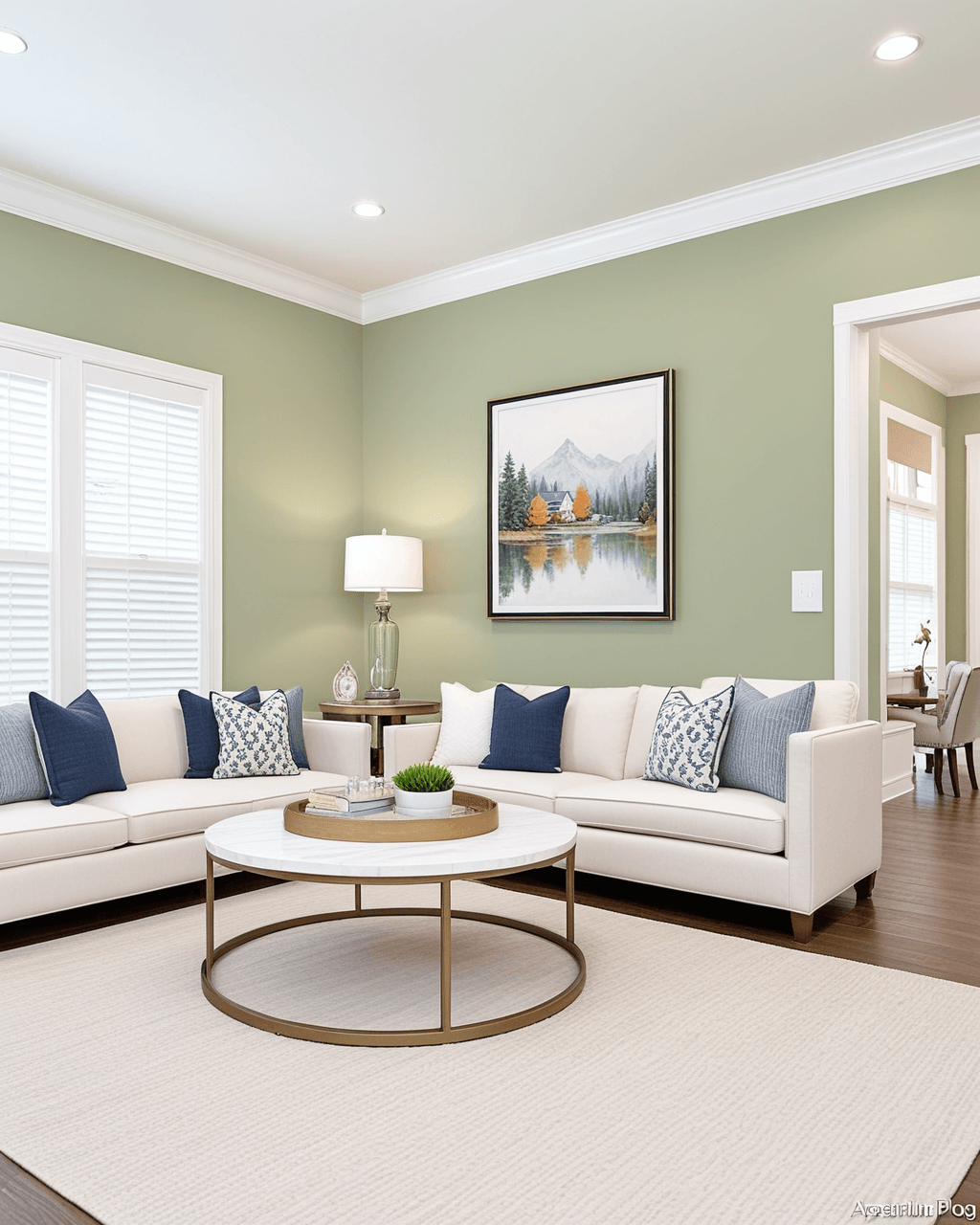 Pastel Living Room Interior paint color combination — Clary Sage