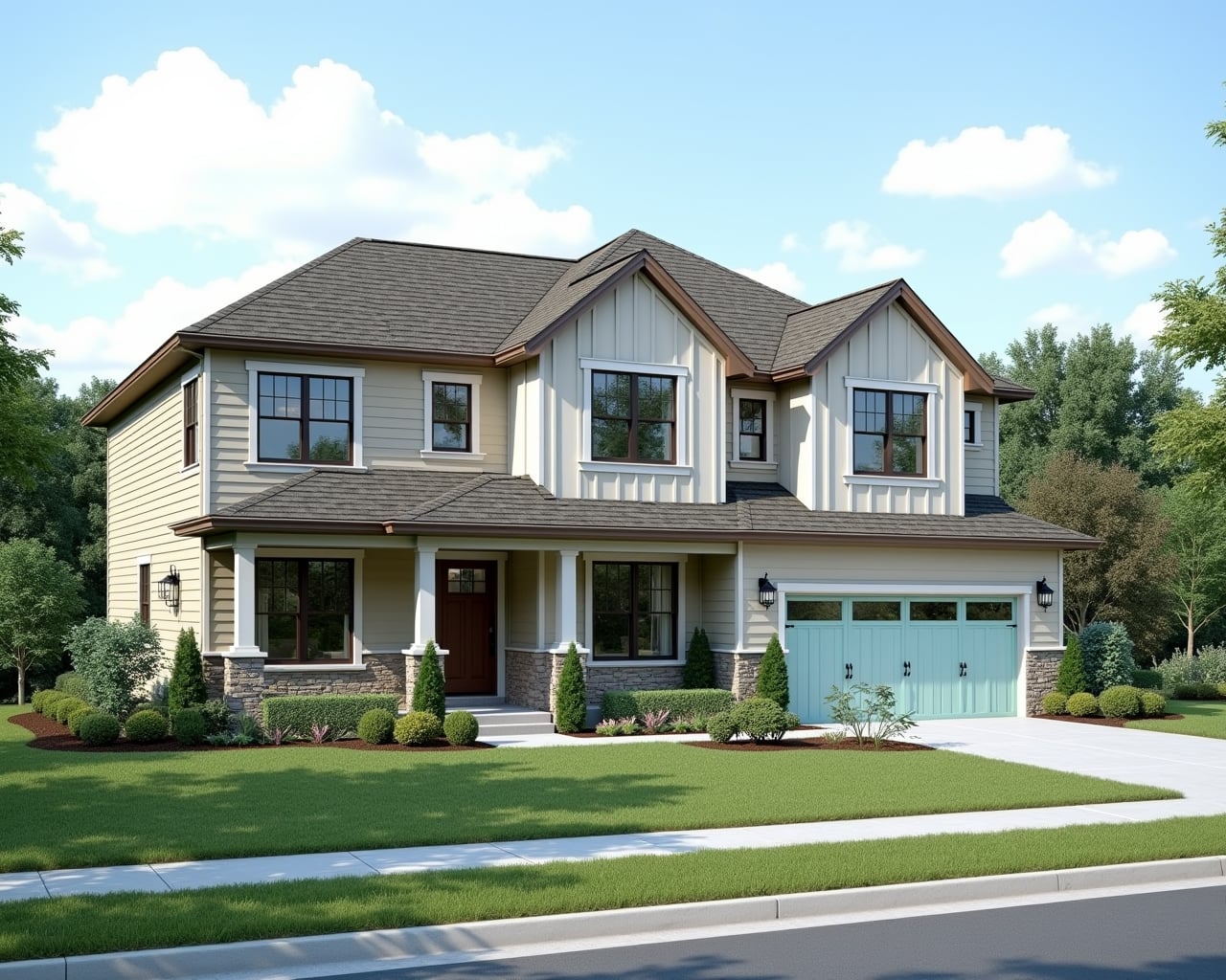 Warm Luxury Modern Farmhouse Exterior paint color combination — Silverpointe