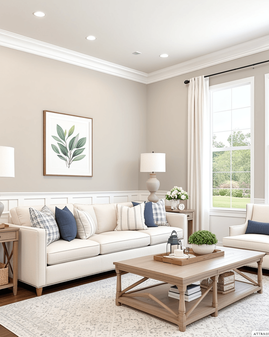 Pastel Living Room Interior paint color combination — Pacer White