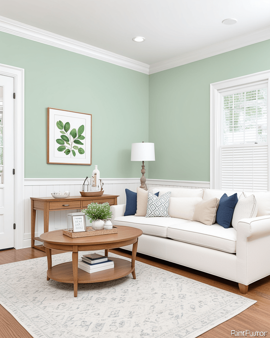 Pastel Living Room Interior paint color combination — Slow Green