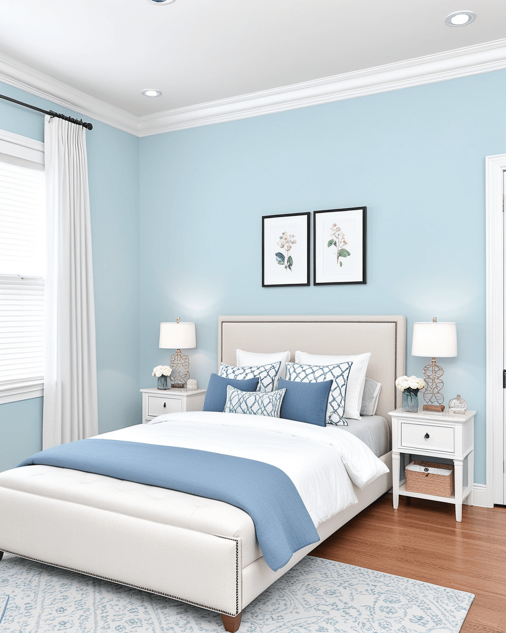 Cool Bedroom Interior paint color combination — Byte Blue