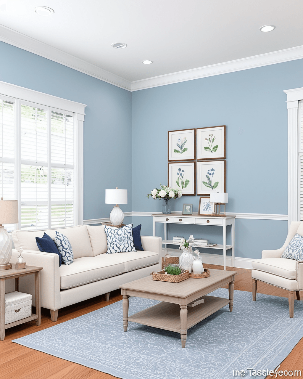 Pastel Living Room Interior paint color combination — Windy Blue