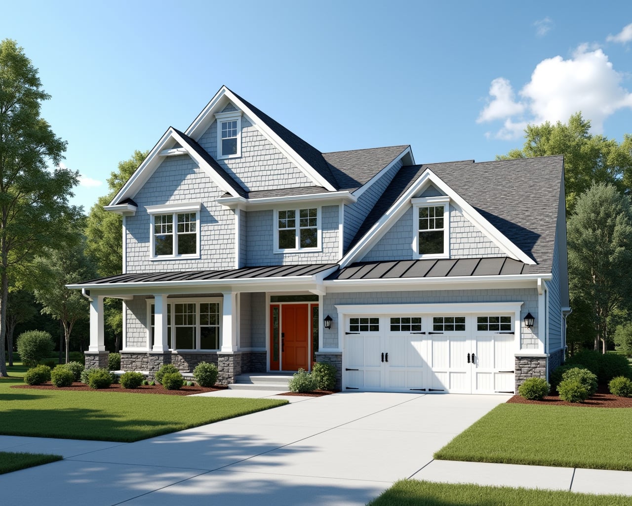Classic Board And Batten Farmhouse Exterior paint color combination — High Reflective White