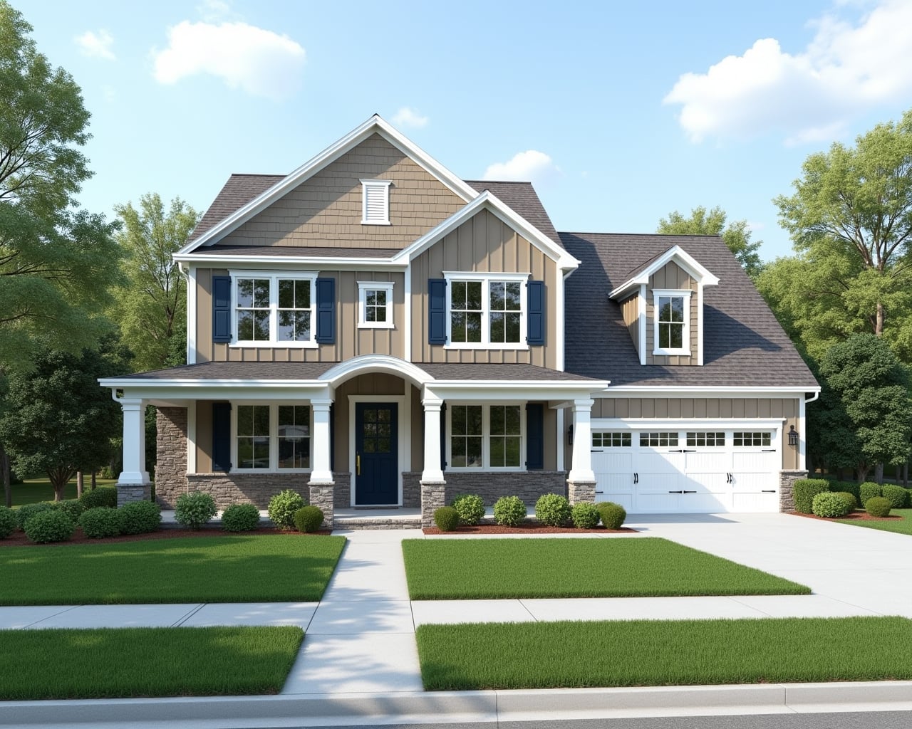 Minimal Board And Batten Farmhouse Exterior paint color combination — High Reflective White