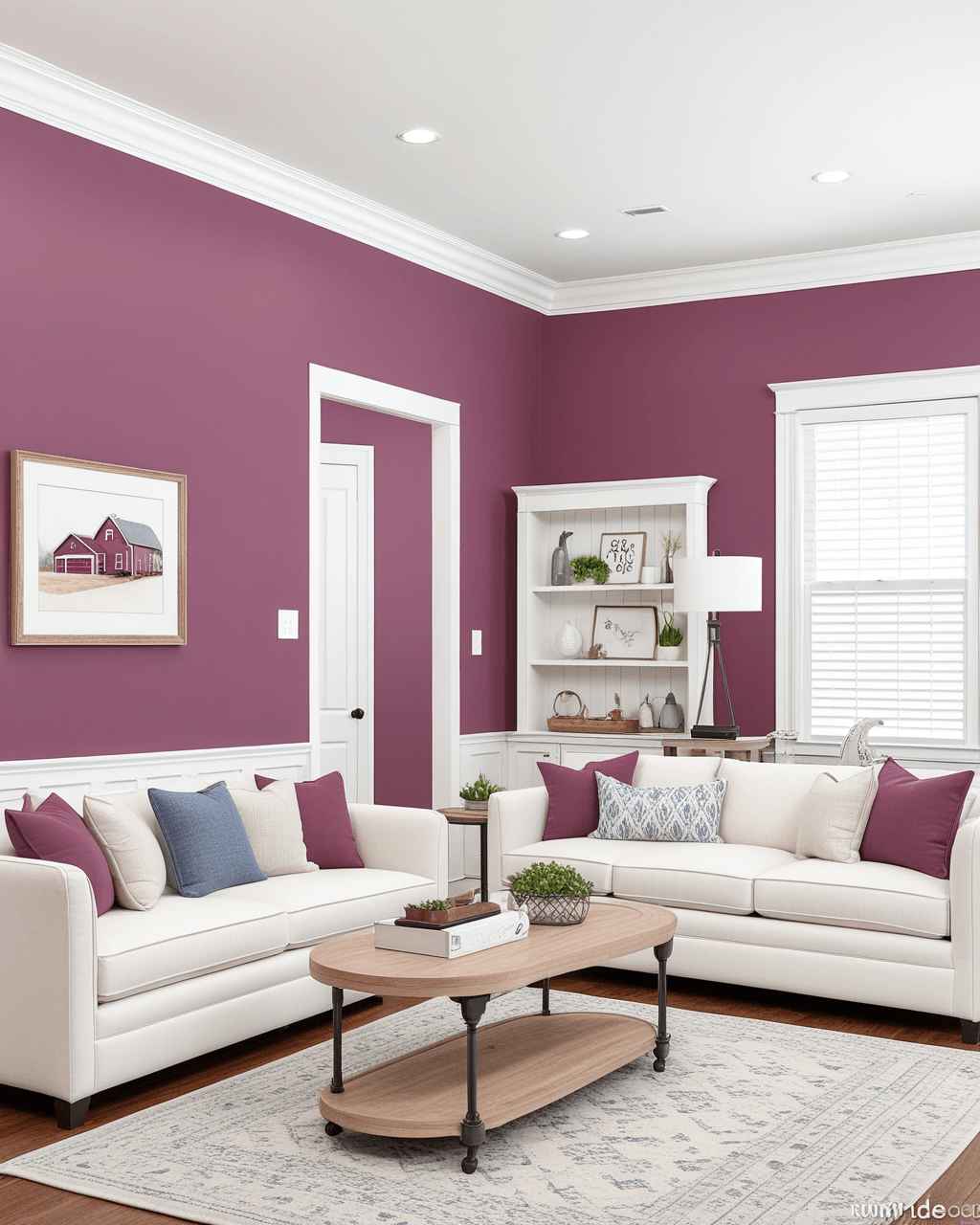 Bold Living Room Interior paint color combination — Moss Rose