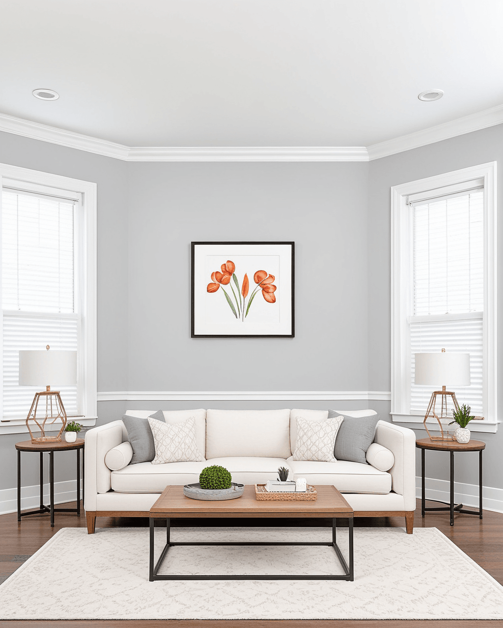 Minimal Living Room Interior paint color combination — Evening Shadow