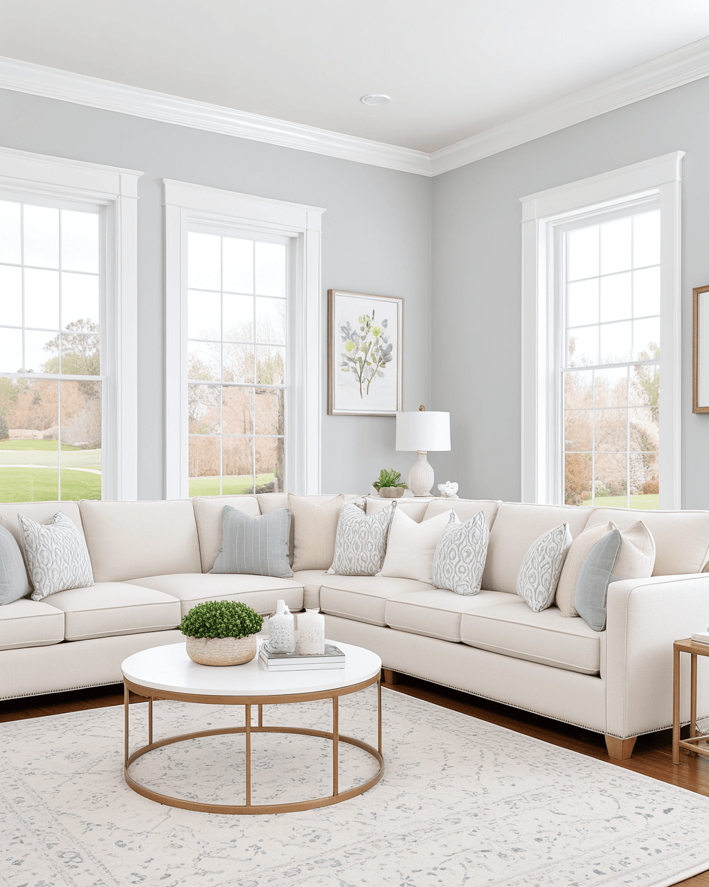 Minimal Living Room Interior paint color combination — Misty