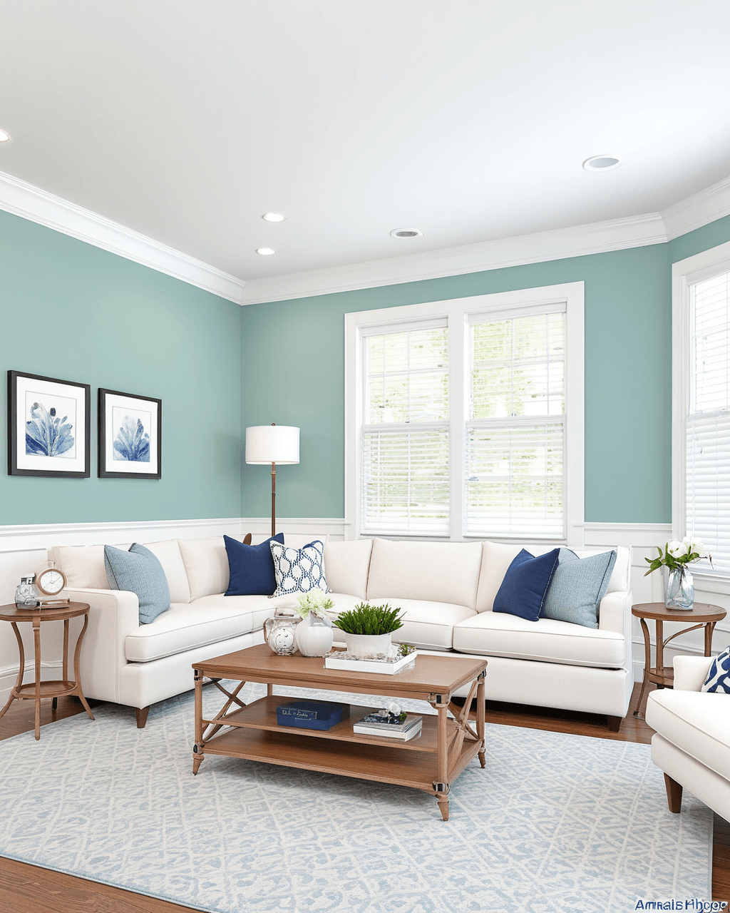 Pastel Living Room Interior paint color combination — Watery