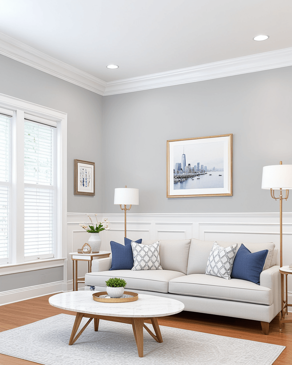 Minimal Living Room Interior paint color combination — Evening Shadow